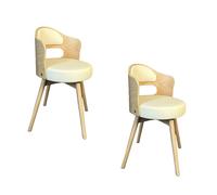 Mid Century Modern 360° Swivel Dining Chair Set of 2 Upholstered Faux Leather with Armrests Vintage Solid Wood Legs Easy Maintenance Ideal for Kitchen & Dining Room