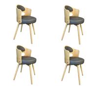 Mid Century Modern 360° Swivel Dining Chair Set of 4 Upholstered Faux Leather Kitchen Chairs with Armrests Vintage Solid Wood Legs Easy Maintenance Gray
