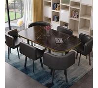 Mid Century Modern 7 Piece Dining Set for 6 Stylish Kitchen & Bar Table with Chairs Perfect for Dining Room Kitchen Restaurant & Living Room 90x150cm