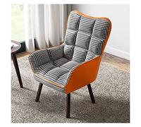 Mid Century Modern Accent Armchair - Fabric Upholstered High Back Lounge Chair with Solid Wood Legs, Stylish Reading Chair for Living Room, Leisure Sofa Chair (Color: White)