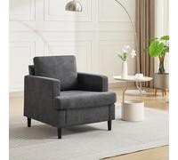 Mid-Century Modern Accent Armchair, Upholstered Linen Single Sofa Chair With Wide Armrests, Dark Gray