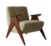 Mid-Century Modern Accent Chair - Upholstered Leisure Armchair with Solid Wood Frame for Living Room and Bedroom