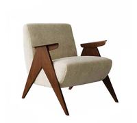 Mid-Century Modern Accent Chair - Upholstered Leisure Armchair with Solid Wood Frame for Living Room and Bedroom