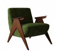 Mid-Century Modern Accent Chair - Upholstered Leisure Armchair with Solid Wood Frame for Living Room and Bedroom