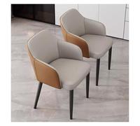 Mid-Century Modern Accent Dining Chairs - 2pcs Faux Leather Kitchen Arm Chairs with Metal Legs for Slish Living Room and Dining Room Decor