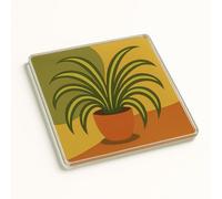 Mid-Century Modern Acrylic Coaster Gift - Stylish Spider Plant Design Retro Home Decor Accessory