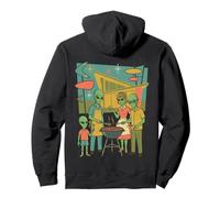Mid Century Modern Alien BBQ Family Retro1950s Atomic Sci-Fi Pullover Hoodie