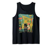 Mid Century Modern Alien BBQ Family Retro1950s Atomic Sci-Fi Tank Top