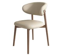 Mid-Century Modern Armless Dining Chair - Ergonomic Beige Faux Leather Stylish Oak Wood Legs Perfect for Kitchen & Restaurant Décor Comfortable Seating