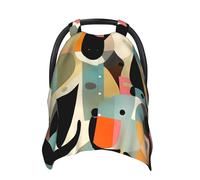 Mid-Century Modern Art Cat Baby Car Seat Canopy Cover, Multi Use Breathable Nursing Breastfeeding Covers for Mom Soft Stroller Sun Shade Newborn Shower Gift