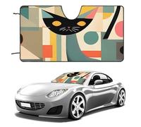 Mid-Century Modern Art Cat Car Windshield Sun Shade Keep Car Interior Cool 51"x28" Folding Front Window Sun Shade, Heat Shield for SUV, Truck, Blocks UV