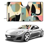 Mid-Century Modern Art Cat Car Windshield Sun Shade Keep Car Interior Cool 55"x30" Folding Front Window Sun Shade, Heat Shield for SUV, Truck, Blocks UV