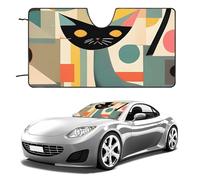 Mid-Century Modern Art Cat Car Windshield Sun Shade Keep Car Interior Cool 55"x30" Folding Front Window Sun Shade, Heat Shield for SUV, Truck, Blocks UV