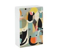 Mid-Century Modern Art Cat Cigarette Case - Waterproof & Crush Proof Cigarette Holder Case for 20 King Size Cigarettes, Portable Pocket Size Travel Box for Men & Women
