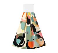 Mid-Century Modern Art Cat Coral fleece hand towel, super absorbent hanging kitchen towel, children's adult bathroom kitchen hanging hand towel