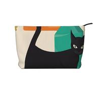 Mid-Century Modern Art Cat Corduroy Makeup Bag, Stylish and Durable, Portable and Lightweight