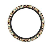 Mid-Century Modern Art Cat Double-Layer Thick Steering Wheel Cover, 100% Polyester, 15 feet in Diameter