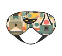 Mid-Century Modern Art Cat Double Side Eye Mask, Adjustable Strap Eye Mask, Eye Sleep Shade Cover, Blocks Light Eye mask