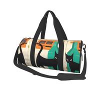 Mid-Century Modern Art Cat Duffle Bag With Shoes Compartment And Adjustable Strap,Foldable Travel Duffel Bags For Men Women,Waterproof Duffel Bags, Black, One Size