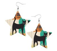 Mid-Century Modern Art Cat Elegant Leather Star Earrings-Fashionable And Unique Accessories For Everyday Wear