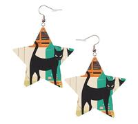 Mid-Century Modern Art Cat Elegant Leather Star Earrings-Fashionable And Unique Accessories For Everyday Wear