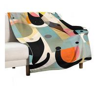 Mid-Century Modern Art Cat Flannel Throw Blanket - 40"x60" Soft Lightweight Plush Blanket for Couch Bed Sofa, Oversized Camping Travel Blankets, Machine Washable Home Decor Gift for Men Women