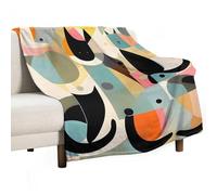 Mid-Century Modern Art Cat Flannel Throw Blanket - 50"x60" Soft Lightweight Plush Blanket for Couch Bed Sofa, Oversized Camping Travel Blankets, Machine Washable Home Decor Gift for Men Women