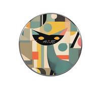 Mid-Century Modern Art Cat Fridge Sticker Funny Fridge Magnets Novelty Round Fridge Magnets Reusable for Whiteboard, Locker, Kitchen, Office- Strong Decor Magnetic Stickers