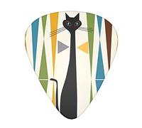 Mid-Century Modern Art Cat &Guitar Picks Pack Of 12,Comfortable Feel, Smooth Edges, Abrasion,Suitable For Guitar, Ukulele, Etc.
