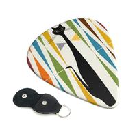 Mid-Century Modern Art Cat Guitar Plectrums, 6 Guitar Plectrums, Printed on both sides for Electric Guitar Bass Ukulele (0.46 mm 0.71 mm 0.96 mm)