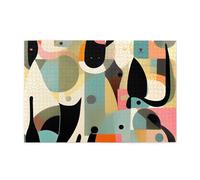 Mid-Century Modern Art Cat Horizontal Wooden Jigsaw Puzzle 1000 Pieces Relax and Improve Hands on Skills and Concentration