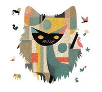 Mid-Century Modern Art Cat Jigsaw Puzzle 175PCS Wolf Head Design Puzzle Wooden Jigsaw Puzzles for Adults Families