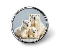 Mid Century Modern Art Cat Lapel Pin Fashion Brooch Pin Cute Button Badges Round Button Pins Enamel Pins Metal Pinback for Hat Shirt Clothing Bags Decoration, Polar Bear and Cub, Circular