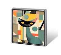 Mid-Century Modern Art Cat Lapel Pin for Men Brooches And Pins for Women Square Metal Badge for Shirts, Jackets, Hats | Durable Fashion Accessory & Gift for Men, Women, Events