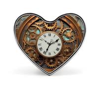 Mid Century Modern Art Cat Lapel Pin - Heart Shape Brooch Pins for Men & Women Suit Accessories, 1" Lightweight Enamel Lapel Pins Buttons for Backpacks, Hats, Bags, Lanyards, Rusty Steampunk Clock