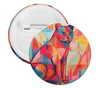 Mid Century Modern Art Cat Lapel Pins Round Metal Brooch Badge Cute Tie Tack Pin for Hats, Clothing, Bags Unique Fashion Accessories Gift for Men & Women, white, 1PCS