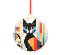 Mid-Century Modern Art Cat Large Clear Acrylic Ornament With Hanging Strap, Holiday Decoration For Christmas Tree, Home Decor Tag