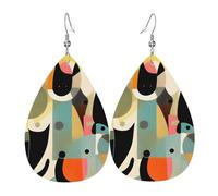 Mid-Century Modern Art Cat Leather Earrings, Women'S Accessories, Suitable For Everyday Wear, Commuting And Travel.