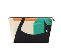 Mid-Century Modern Art Cat Leather Travel Wash Bag, A Fashionable and Practical Makeup Organizer
