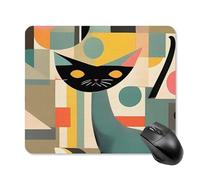 Mid-Century Modern Art Cat Mouse Pad Square Laptop Mouse Mat Cute Computer Mousepad Keyboard Pad Non-Slip Desk Pads for Gaming Office Work Home 25 * 30cm
