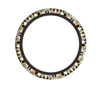 Mid-Century Modern Art Cat Patterned Anti-Slip Steering Wheel Cover - 15-inch Universal Size, Improves Driving Comfort and Safety.
