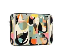 Mid-Century Modern Art Cat Patterned Laptop Sleeve 15 Inch Shockproof For Slim Protective Notebook Computer Bag Briefcase