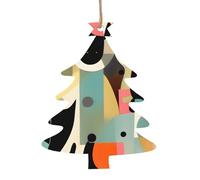 Mid-Century Modern Art Cat Patterned Wooden Ornaments, a Set of 6 Decorations, Suitable for Hanging on Christmas Trees and fireplaces.