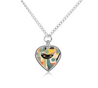 Mid-Century Modern Art Cat Pet Urn Necklace for Ashes Waterproof Heart Memorial Pendant with Filling Kit 27.6" Adjustable Chain Cremation Keepsake Jewelry for Dog Cat Sympathy Gift for Pet Lovers