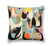 Mid Century Modern Art Cat Pillowcase Invisible Zipper Throw Pillow Case Decorative Cushion Cover For Living Room Car Birthday 45X45Cm