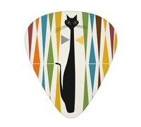 Mid-Century Modern Art Cat Print Guitar Picks,12 Pack Guitar Plectrums Thin, For Bass Electric Acoustic Guitars Ukulele