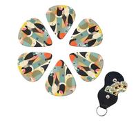 Mid-Century Modern Art Cat Print Guitar Picks 6 Pack Guitar Plectrums with Pick Holders Bass Picks For Acoustic Guitar Bass Electric Ukulele Includes 0.46mm, 0.71mm, 0.96mm