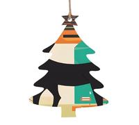 Mid-Century Modern Art Cat -Print Handcrafted Wooden Christmas Ornaments - Double-Sided Printed Hanging Decor For Tree Home Gifts. 2PCS