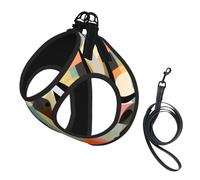 Mid-Century Modern Art Cat Print Soft Pet Harness and Leash Set, Adjustable Mesh Puppy Vest Harness for Small Medium Large Dogs and Cats