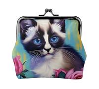 Mid-Century Modern Art Cat Print Stylish Unique Coin Purse Cute Mini Wallet with Kiss Lock Waterproof for Coins